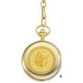 Unisex Medallion Gold-Tone Finish Pocket Watch